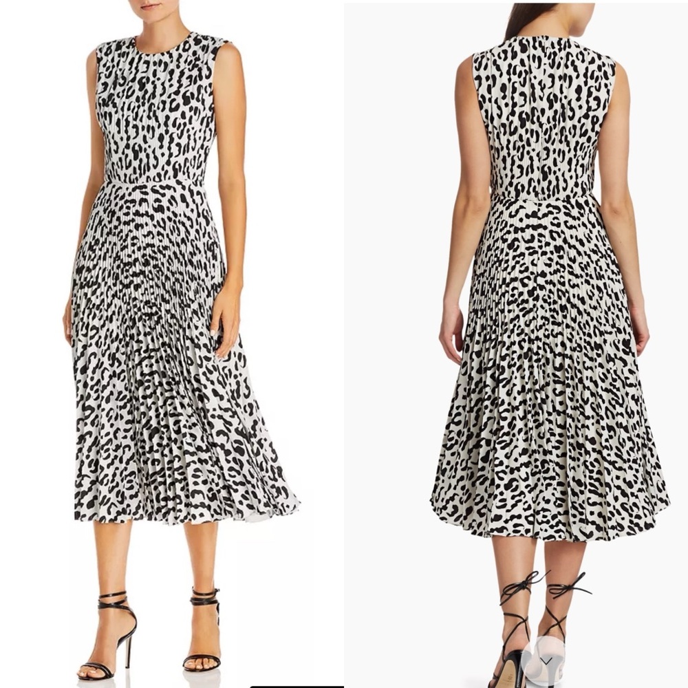 Jason Wu Collection Leopard Print Pleated Midi Dress
